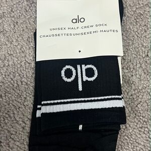 ALO Yoga Unisex Black and White Half-Crew Socks Med